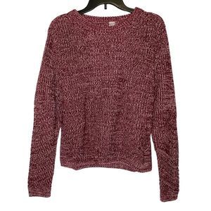 Women's Large H&M Long Sleeve Maroon Knit Crochet Pullover Sweater